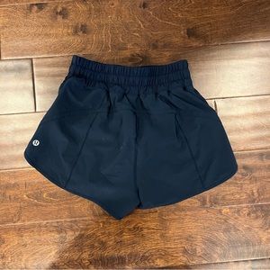 Lululemon Navy Track That 3 inch shorts